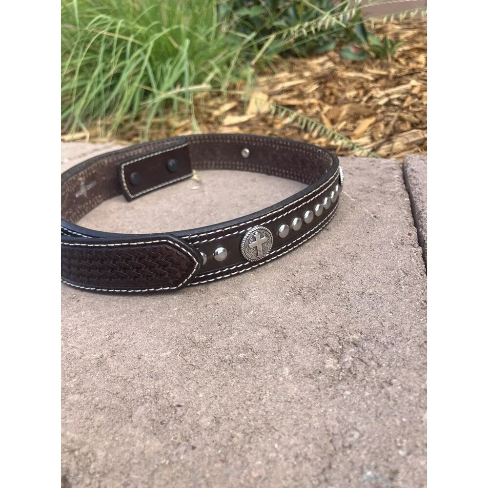 Cavender’s Western Belt Size Brown Cross Concho Studded Cowboy 9600802